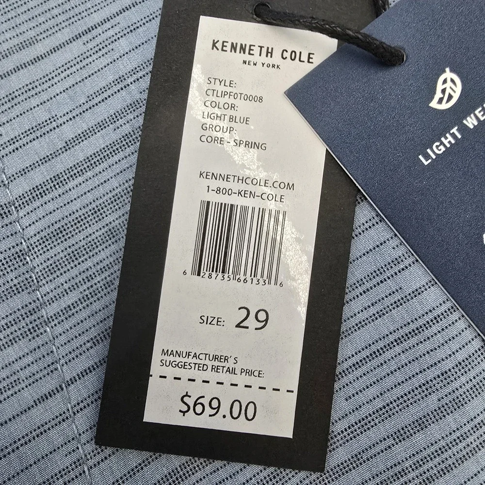 NEW Kenneth Cole Techni-Cole Men's Tech Stretch Slim Fit Shorts Light Grey Sz 29